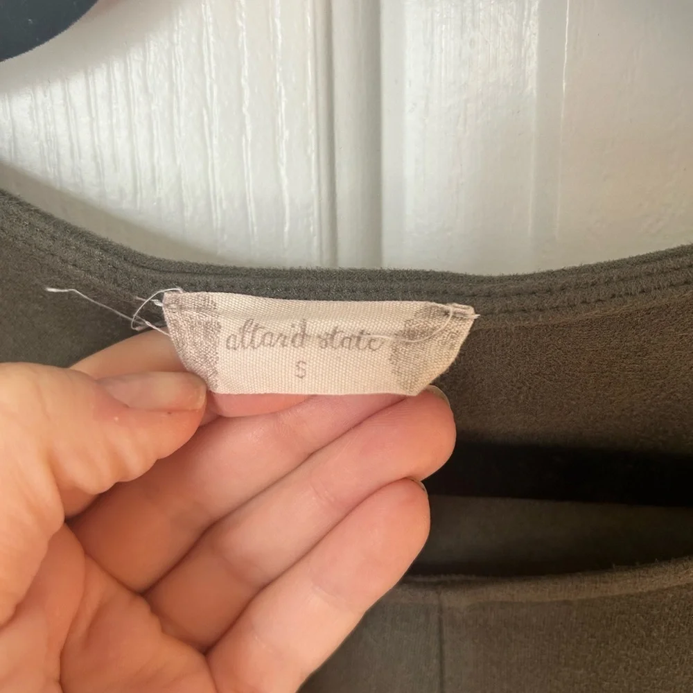 Altar'd State Olive Green Vegan Suede Women's Shift Dress Size Small - Picture 4 of 10